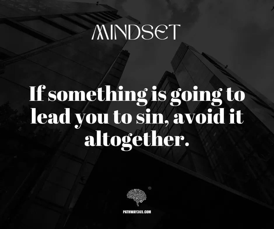 “A lone figure standing near the edge of a dark cliff with the words: ‘If something is going to lead you to sin, avoid it altogether,’ symbolizing spiritual caution based on 1 Thessalonians 5:22.”