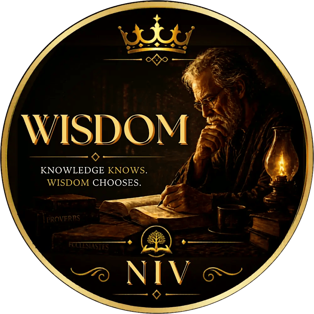 Man studying the Bible by lamplight representing Bible verses about wisdom NIV and applying knowledge with wise choices